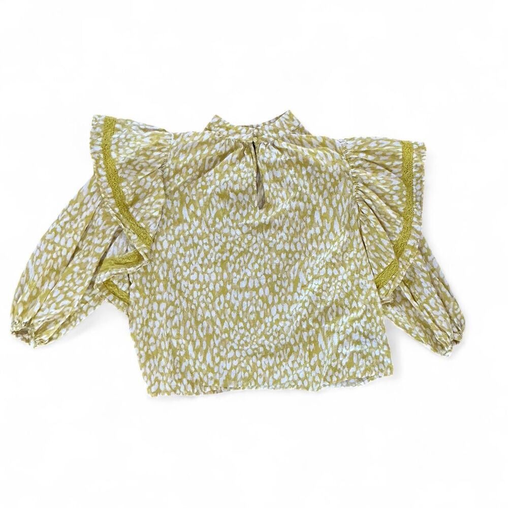 Who What Wear Yellow Leopard Print Blouse - XS